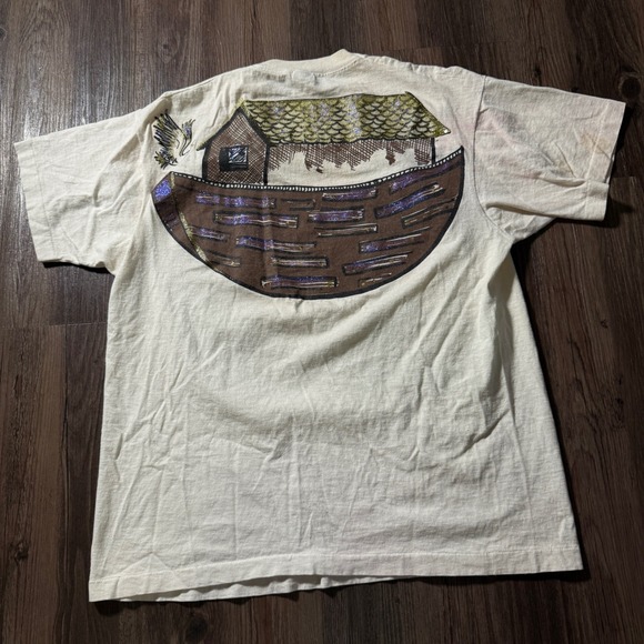 Vintage 90s Hand painted Noahs Ark Animals Graphic T Shirt XL‎ USA Made - Picture 2 of 7